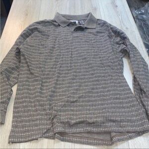 Farah green Men's Brown Striped Shirt top long sleeve